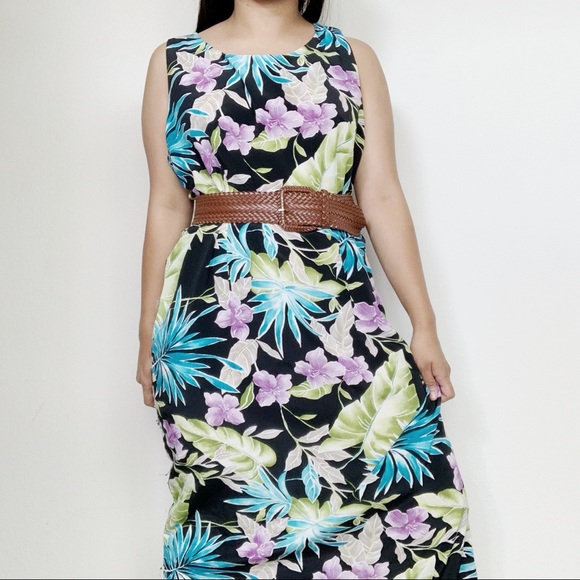hawaiian floral maxi dress